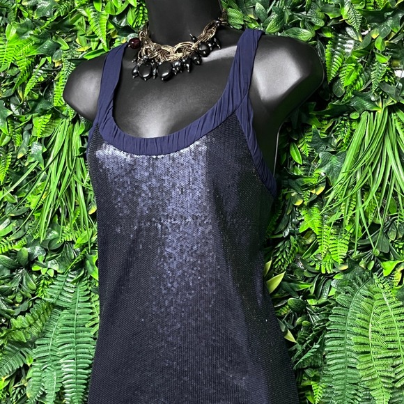 Banana Republic Top Small Sequin Tank Navy Blue Sleeveless Party Blouse‎ 3105 - Picture 6 of 8
